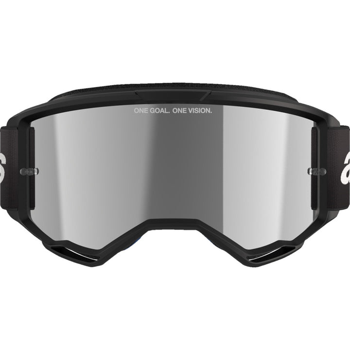 Alpinestars Vision 3 Wordmark Goggles - Mirror Black - Silver Mirror - Front View
