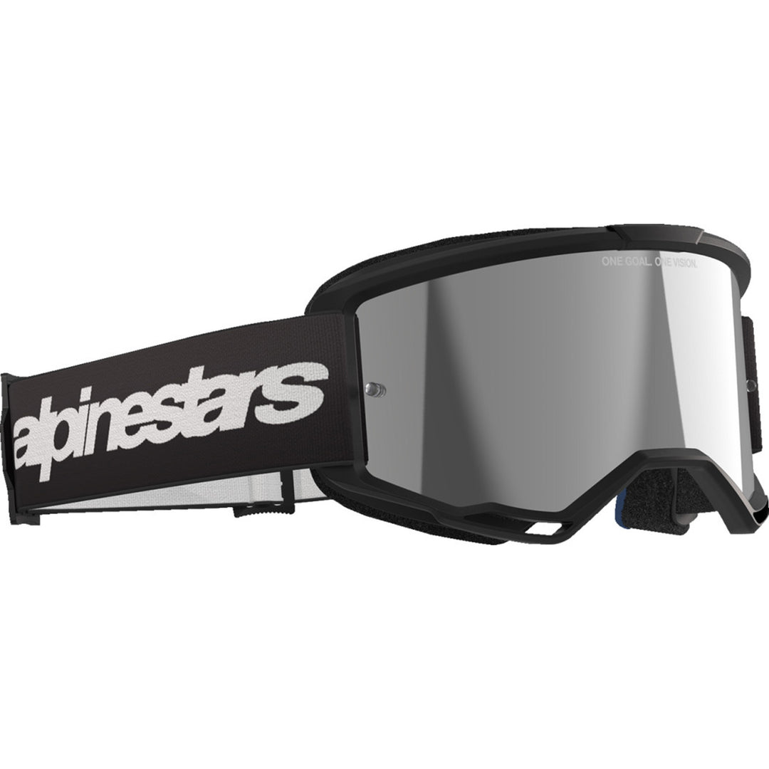 Alpinestars Vision 3 Wordmark Goggles - Mirror Black - Silver Mirror - Front Right Side View