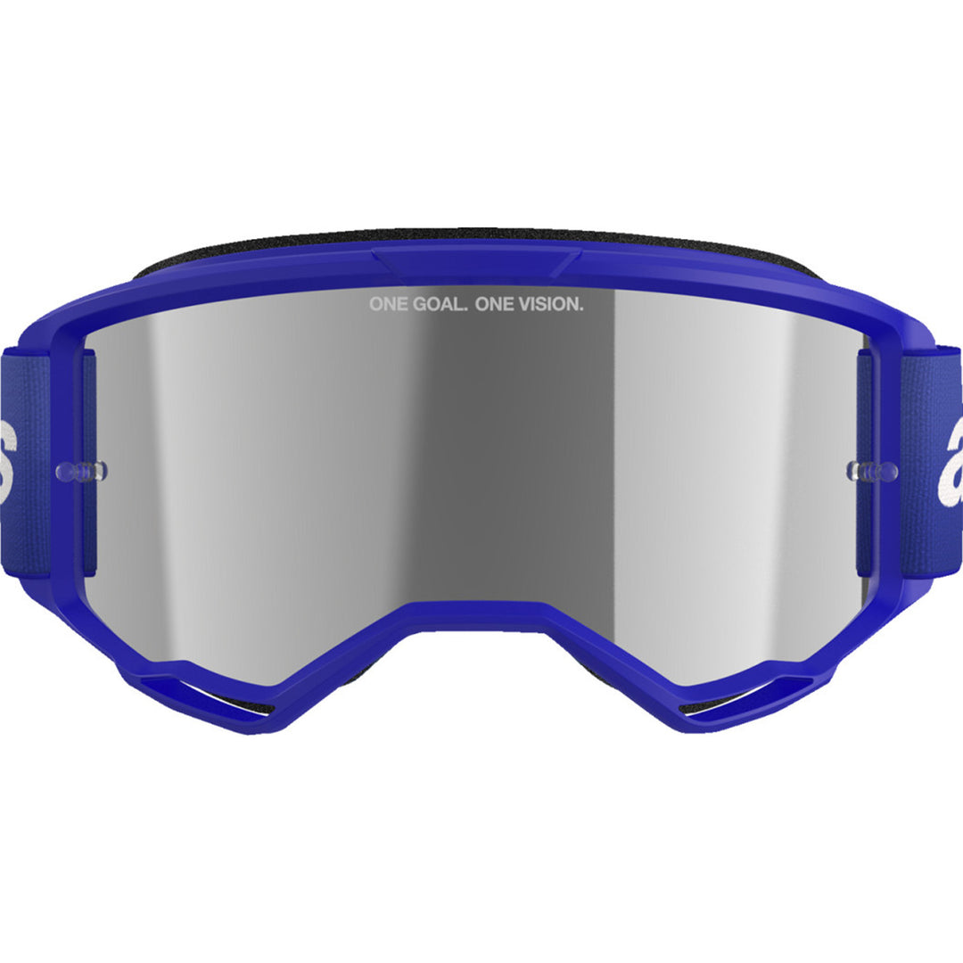 Alpinestars Vision 3 Wordmark Goggles - Mirror Blue - Silver Mirror - Front View