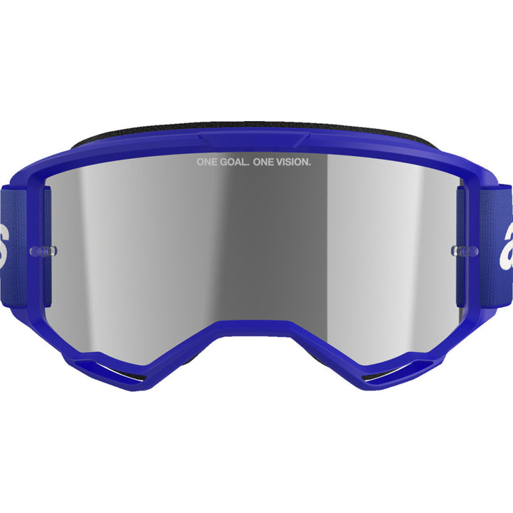 Alpinestars Vision 3 Wordmark Goggles - Mirror Blue - Silver Mirror - Front View
