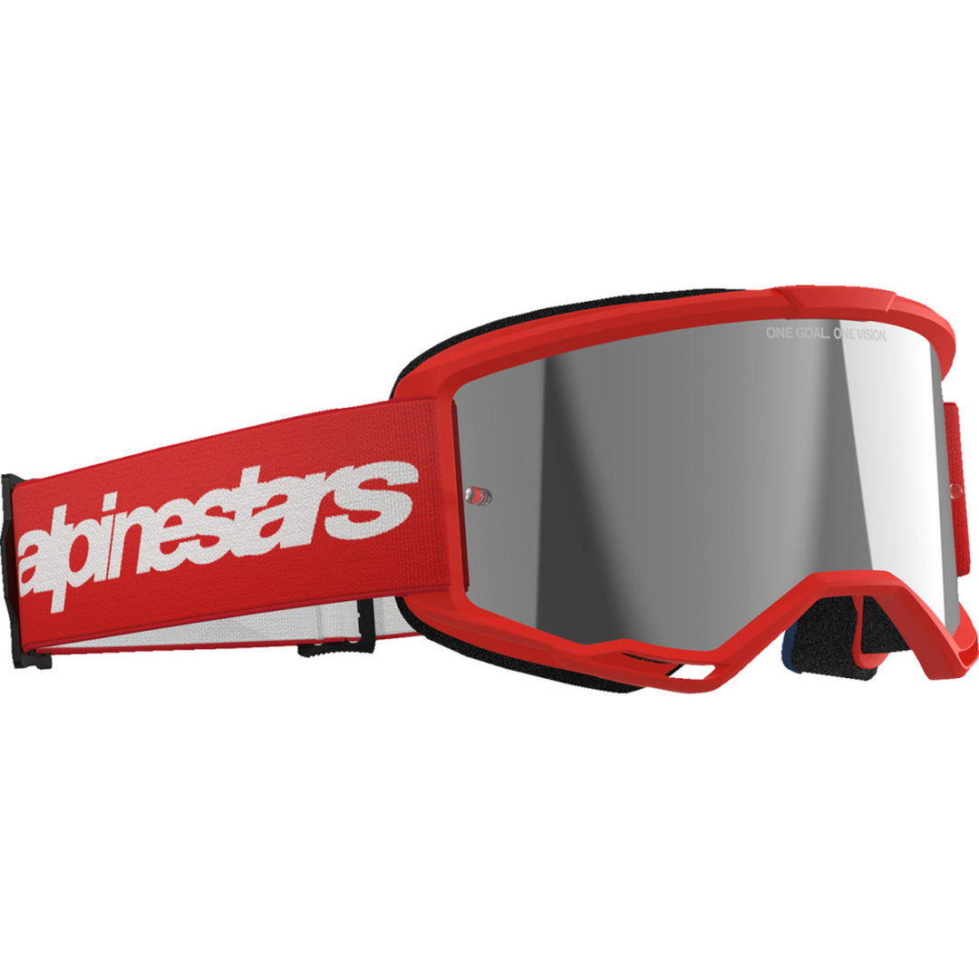 Alpinestars Vision 3 Wordmark Goggles - Mirror Red - Silver Mirror - Front Right Side View