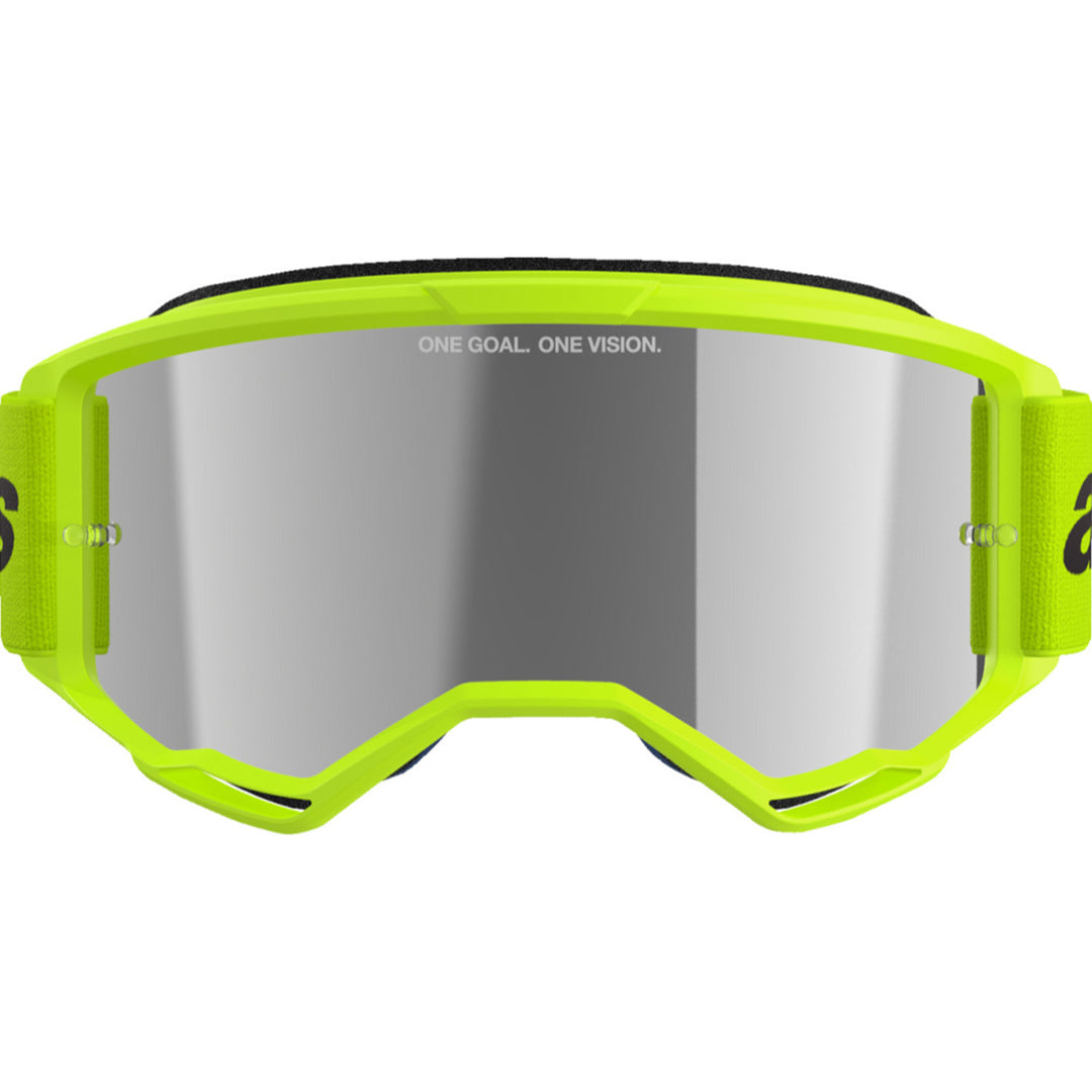 Alpinestars Vision 3 Wordmark Goggles - Mirror Yellow Fluo - Silver Mirror - Front View