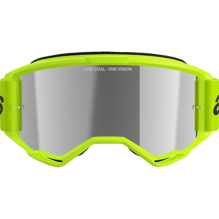 Alpinestars Vision 3 Wordmark Goggles - Mirror Yellow Fluo - Silver Mirror - Front View