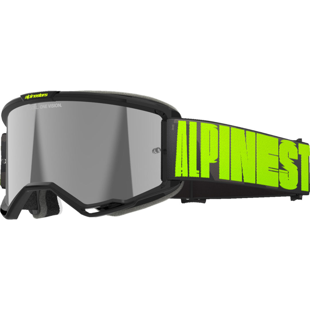 Alpinestars Vision 5 Hollow Goggles - Mirror Charcoal/Yellow Fluo - Silver Mirror - Front Left Side View