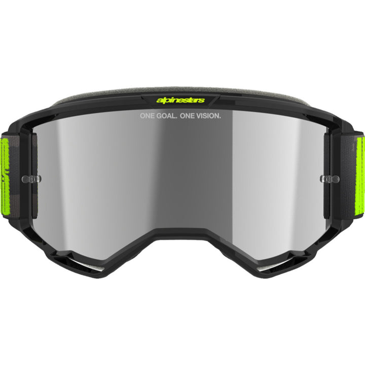 Alpinestars Vision 5 Hollow Goggles - Mirror Charcoal/Yellow Fluo - Silver Mirror - Front View