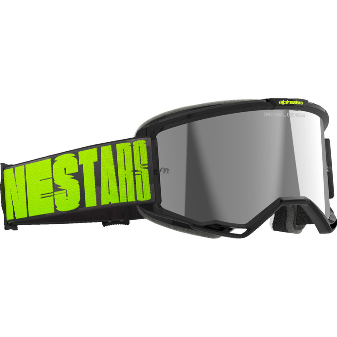 Alpinestars Vision 5 Hollow Goggles - Mirror Charcoal/Yellow Fluo - Silver Mirror - Front Right Side View