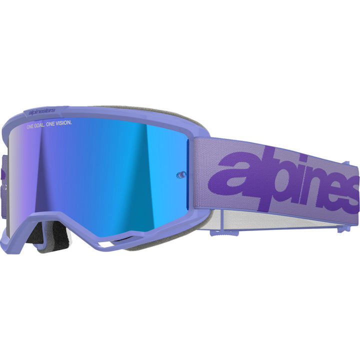Alpinestars Vision 5 Wordmark Goggles - Mirror Purple - Blue Mirror - Front Left Side View