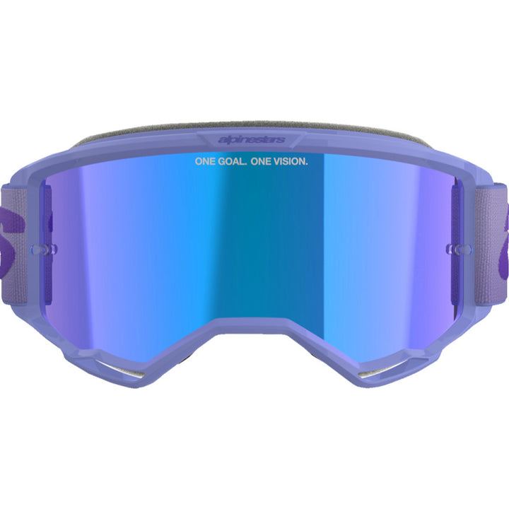 Alpinestars Vision 5 Wordmark Goggles - Mirror Purple - Blue Mirror - Front View