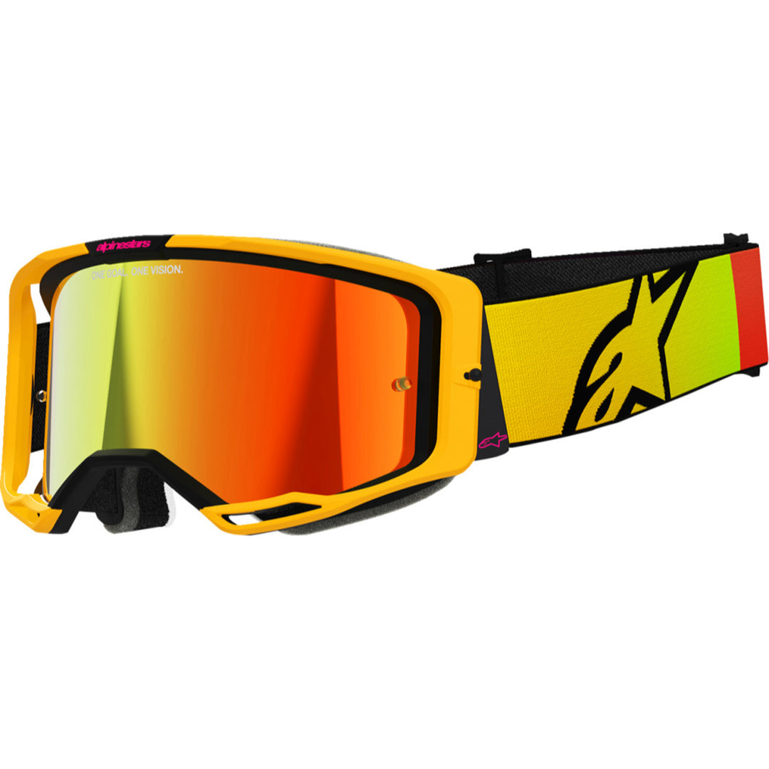Alpinestars Vision 8 Corp Goggles - Mirror Yellow/Pink - Red Mirror - Front Left Side View