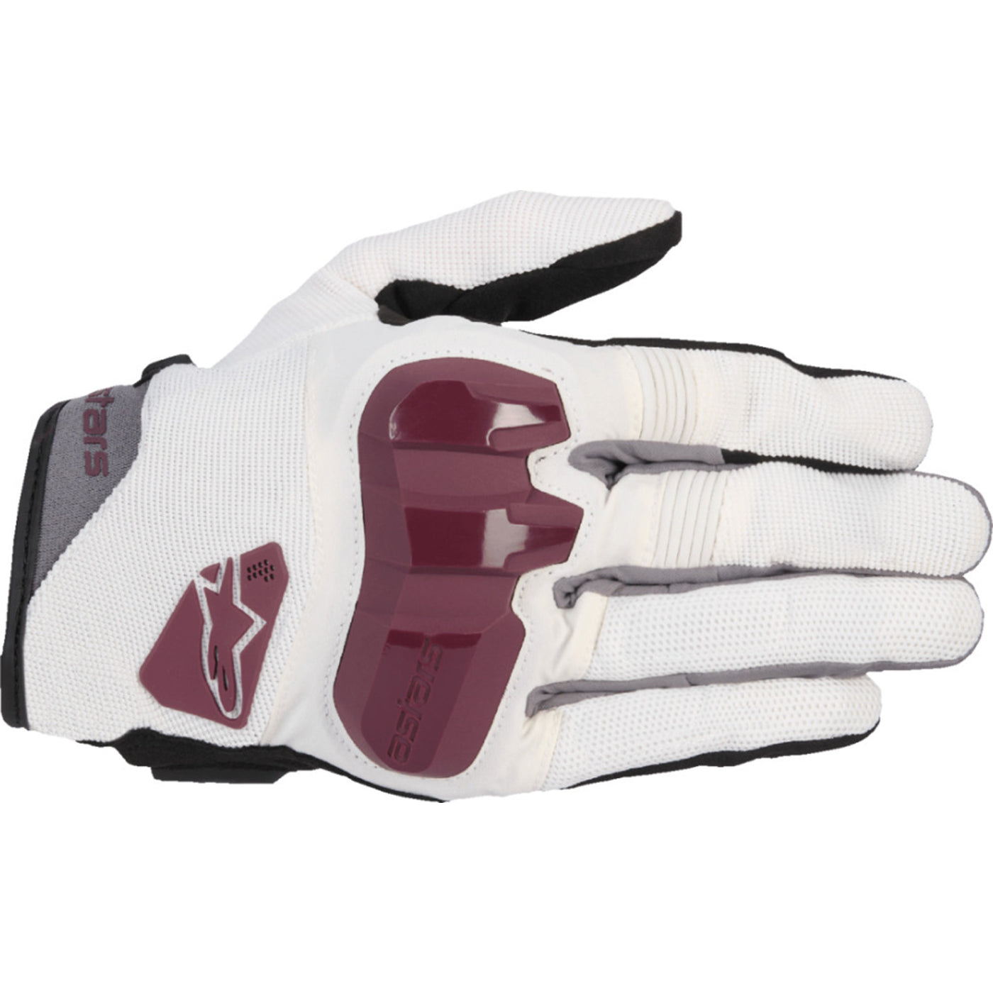 Alpinestars Women's Chrome Gloves Off-White/Burgundy - Back of Hand View