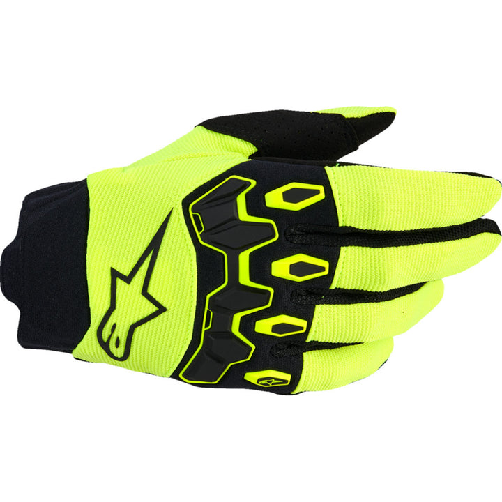 Alpinestars Youth Full Bore V2 Gloves Fluo Yellow/Black - Back of Hand View