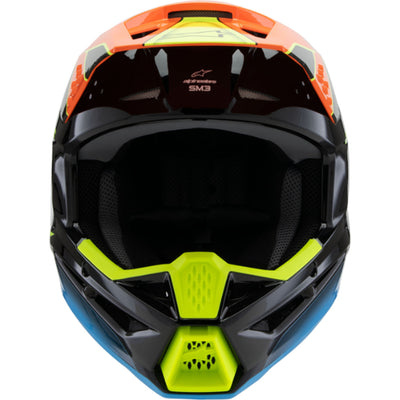 Alpinestars Youth SM3 Fray Helmet Gloss Black/Orange/Yellow Fluo - Front View