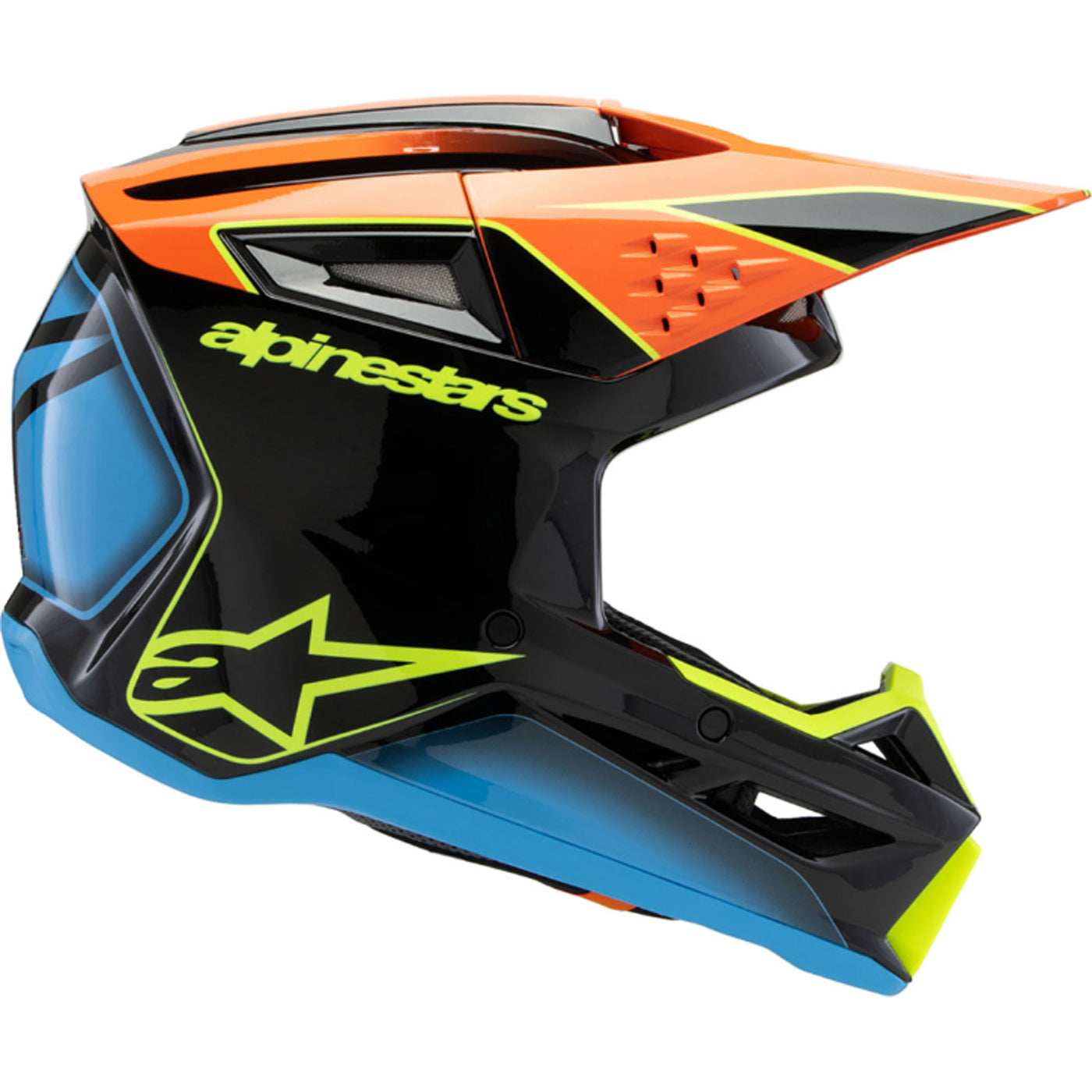 Alpinestars Youth SM3 Fray Helmet Gloss Black/Orange/Yellow Fluo - Right Side View