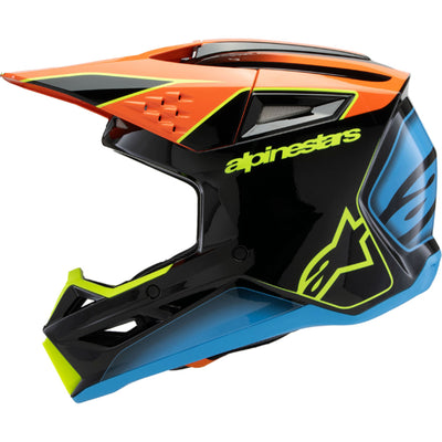 Alpinestars Youth SM3 Fray Helmet Gloss Black/Orange/Yellow Fluo - Left Side View