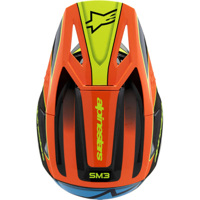 Alpinestars Youth SM3 Fray Helmet Gloss Black/Orange/Yellow Fluo - Top Down View