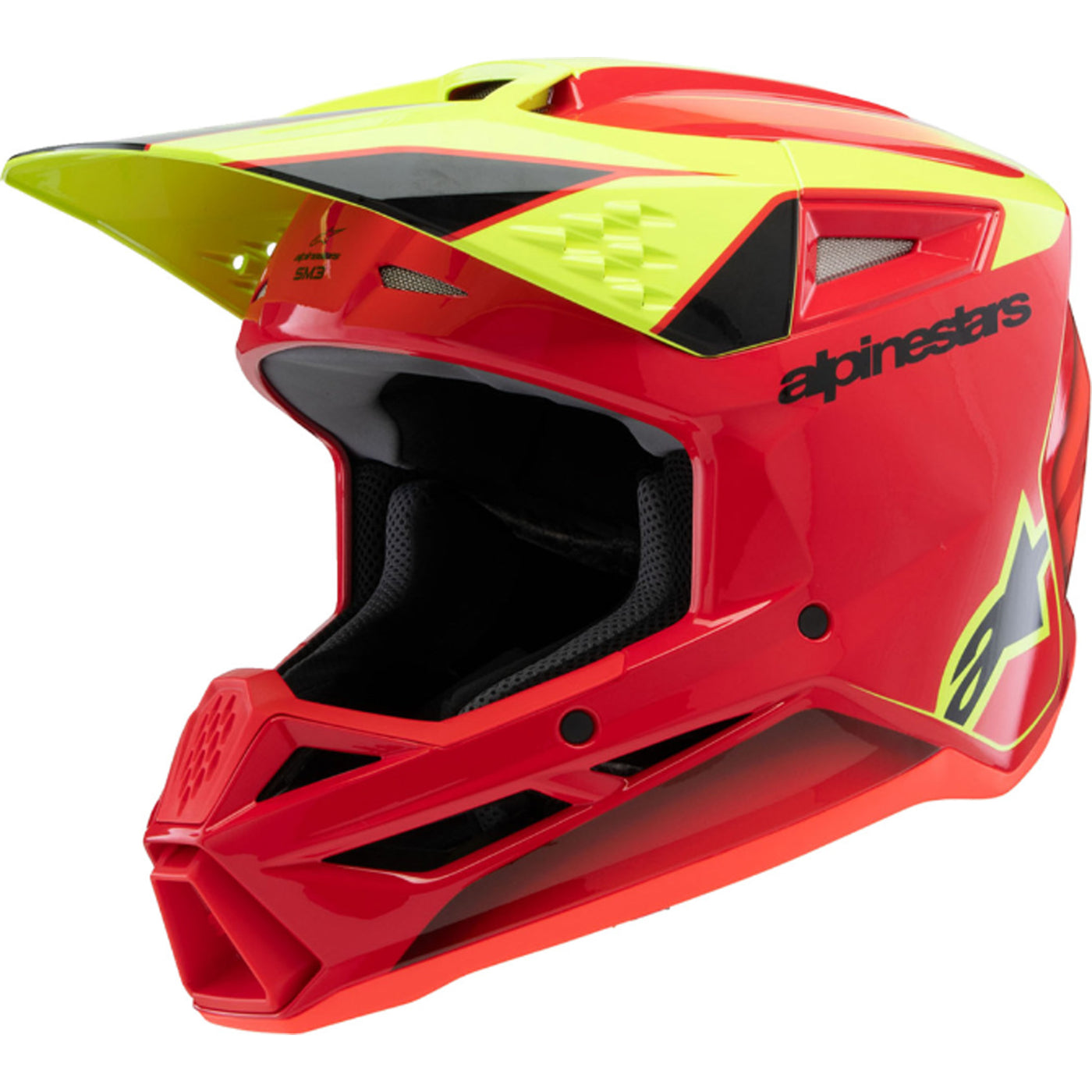 Alpinestars Youth SM3 Fray Helmet Gloss Red/Yellow Fluo/Black - Front Left Side View