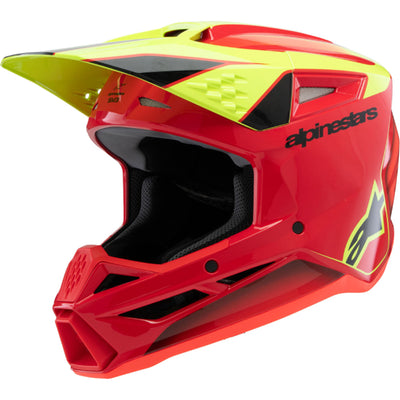 Alpinestars Youth SM3 Fray Helmet Gloss Red/Yellow Fluo/Black - Front Left Side View