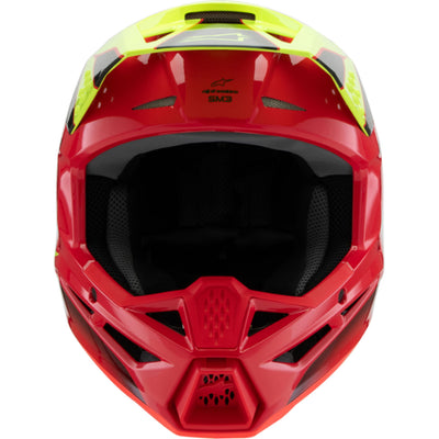 Alpinestars Youth SM3 Fray Helmet Gloss Red/Yellow Fluo/Black - Front View