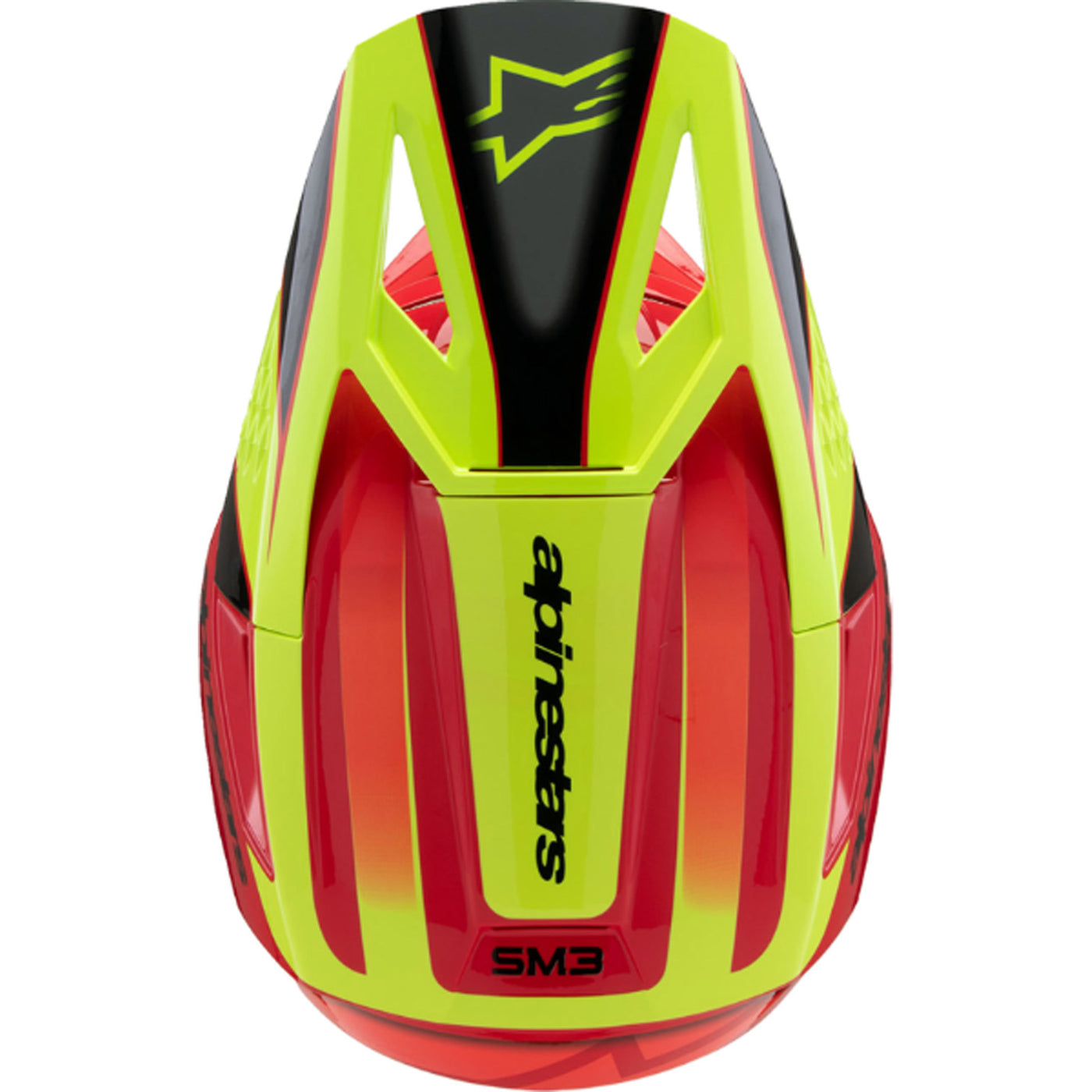 Alpinestars Youth SM3 Fray Helmet Gloss Red/Yellow Fluo/Black - Top Down View