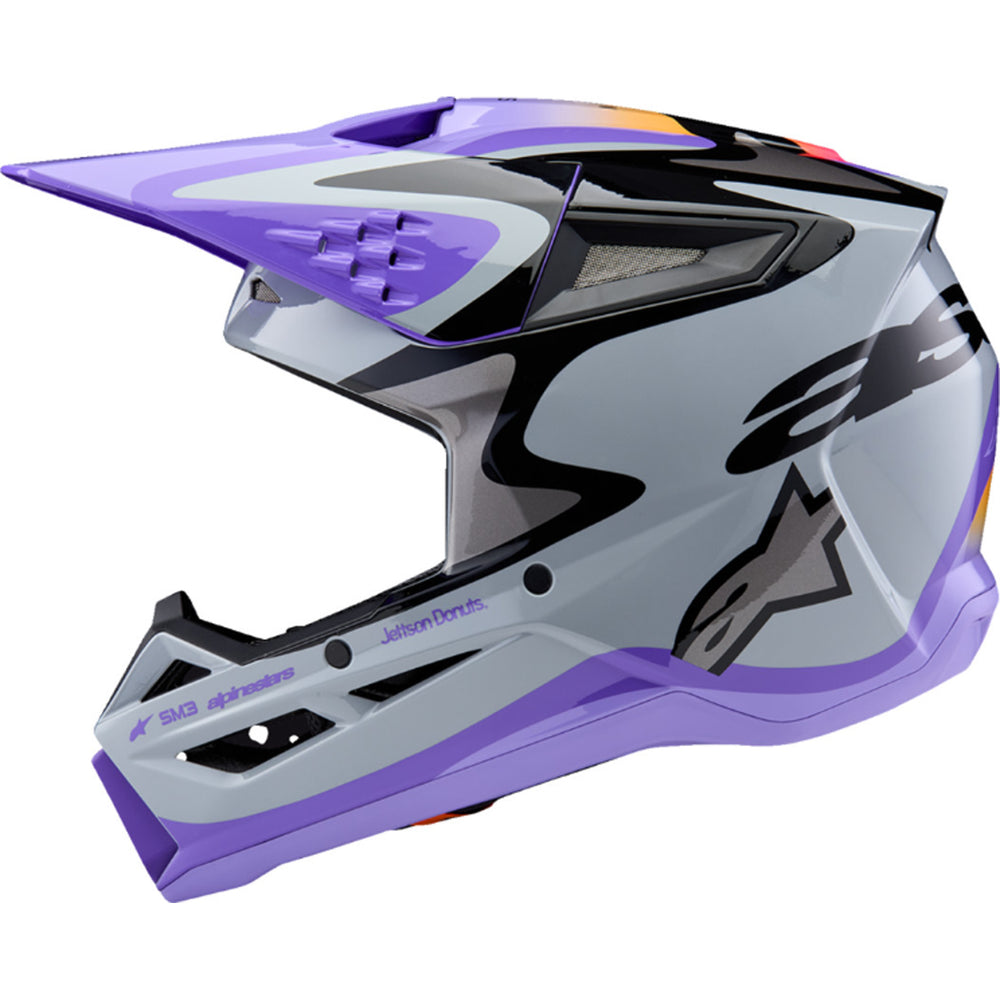Alpinestars Youth SM3 Jettson Helmet Gloss Black/Gray/Purple - Left Side View