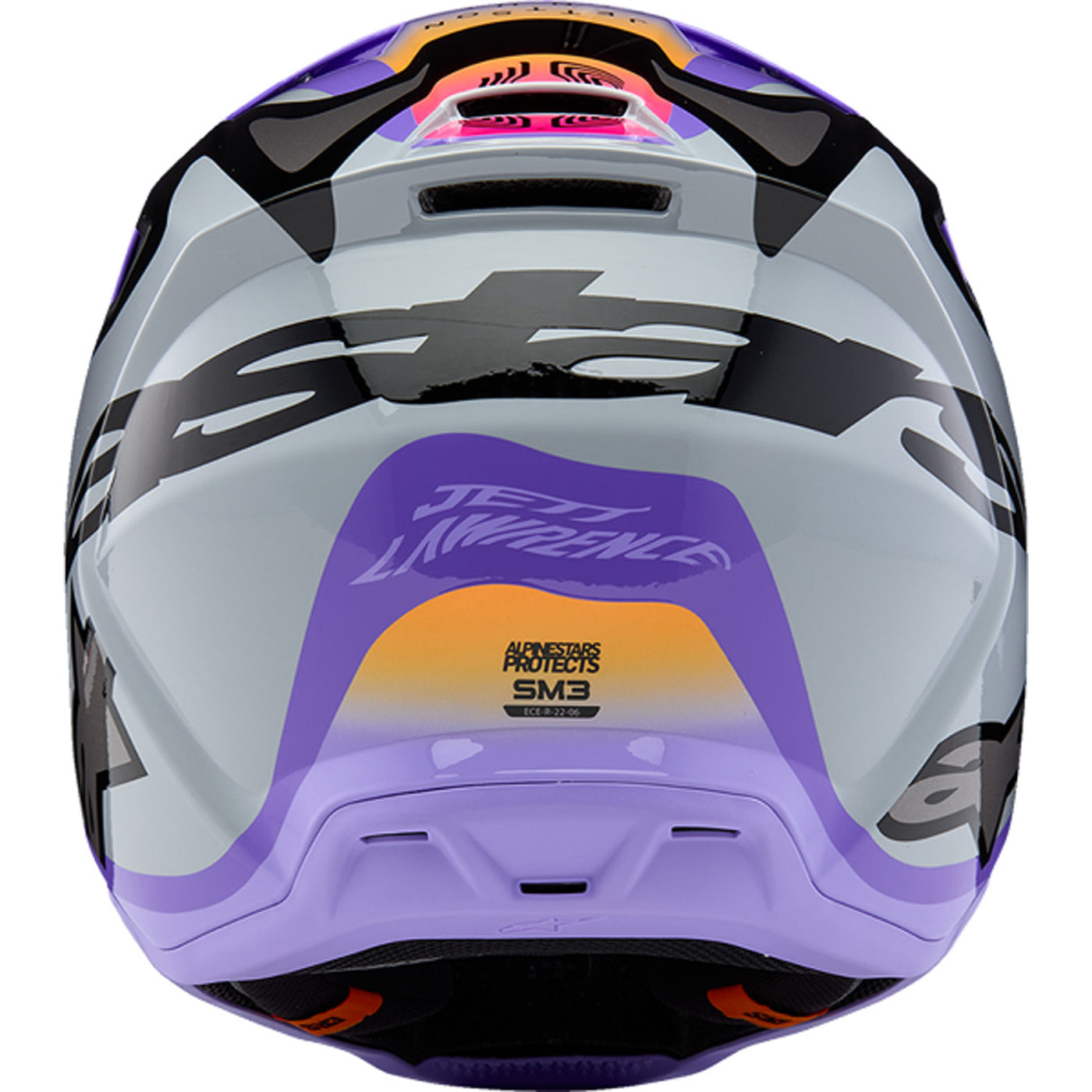Alpinestars Youth SM3 Jettson Helmet Gloss Black/Gray/Purple - Rear View