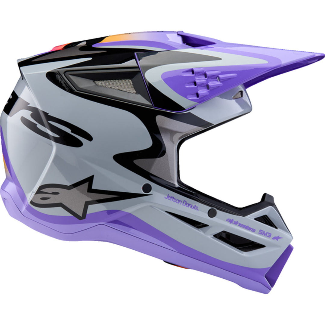 Alpinestars Youth SM3 Jettson Helmet Gloss Black/Gray/Purple - Right Side View