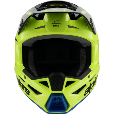 Alpinestars Youth SM3 Radium Helmet Gloss Yellow Fluo/Black/Blue - Front View