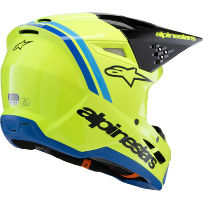 Alpinestars Youth SM3 Radium Helmet Gloss Yellow Fluo/Black/Blue - Rear Right Side View