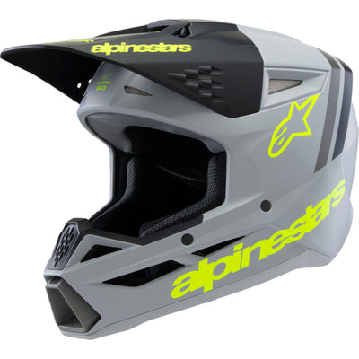 Alpinestars Youth SM3 Radium Helmet Matte Gray/Black/Yellow Fluo - Front Left Side View