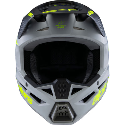 Alpinestars Youth SM3 Radium Helmet Matte Gray/Black/Yellow Fluo - Front View