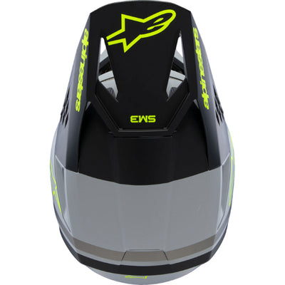 Alpinestars Youth SM3 Radium Helmet Matte Gray/Black/Yellow Fluo - Top Down View