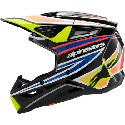 Alpinestars Youth SM3 Wurx Helmet Gloss Black/Yellow Fluo/Blue/Red - Left Side View