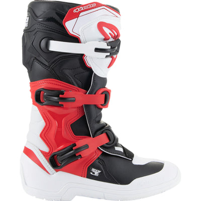 Alpinestars Youth Tech 3S MX Boots White/Black/Red - Outer Side View