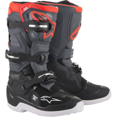 Alpinestars Youth Tech 7S Boots Black/Gray - Front Side View of Pair