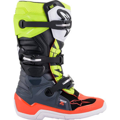 Alpinestars Youth Tech 7S Boots Black/Gray/Red/White/Yellow - Outer Side View