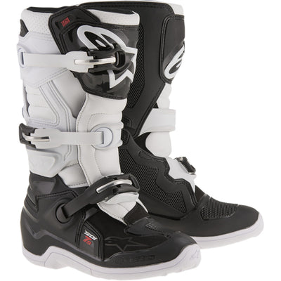 Alpinestars Youth Tech 7S Boots Black/White - Front Side View of Pair