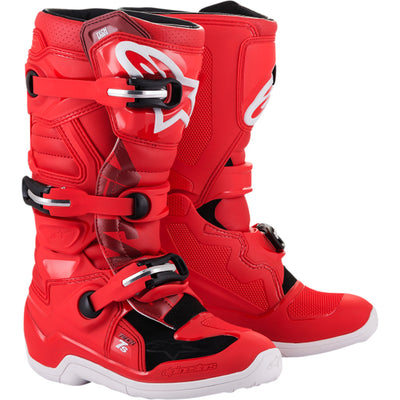 Alpinestars Youth Tech 7S Boots Red - Front Side View of Pair