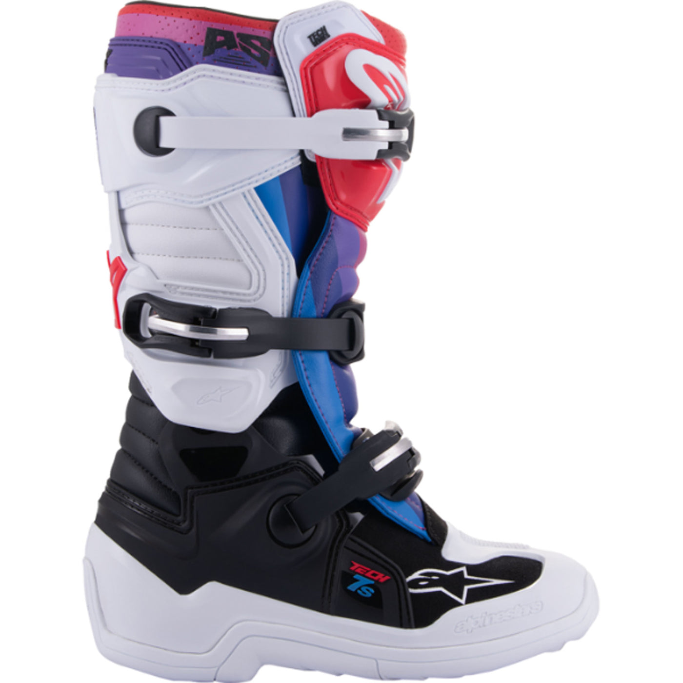 Alpinestars Youth Tech 7S Boots White/Black/Rainbow - Outer Side View