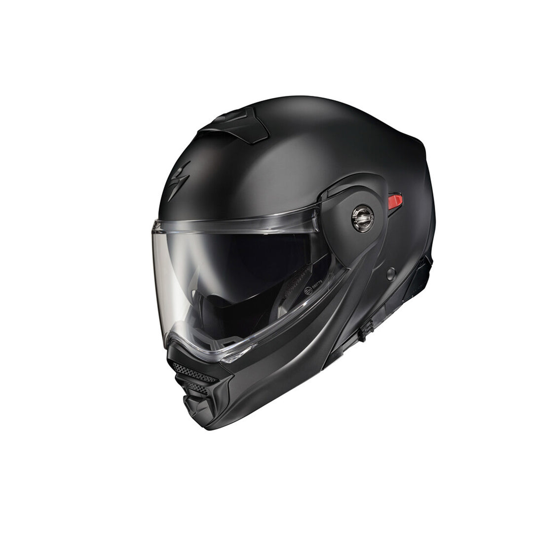 SCORPION EXO EXO-AT960 Solid Modular Helmet Matte Black - Front Side View with Off Road Visor Removed