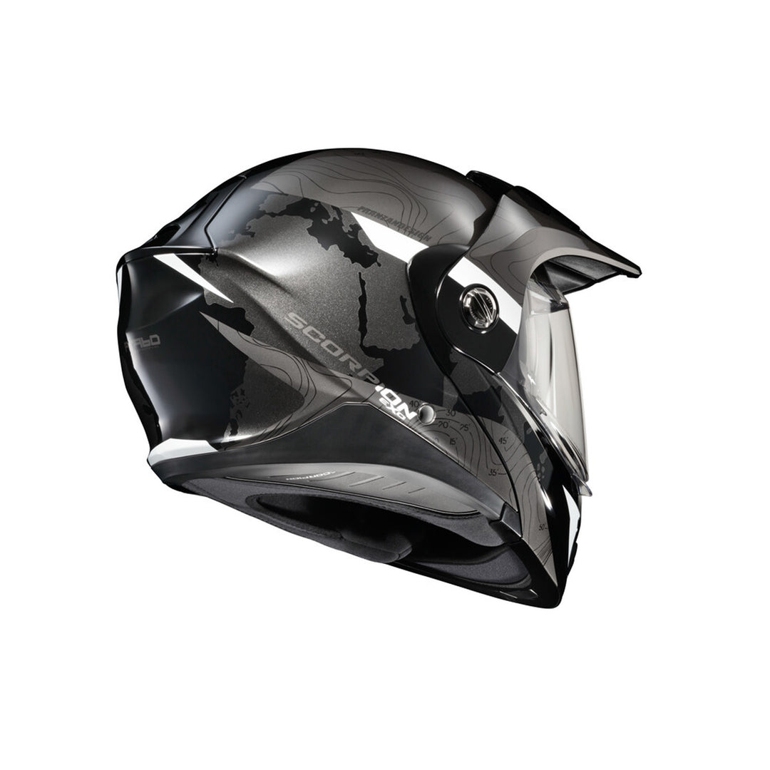 SCORPION EXO EXO-AT960 Topographic Modular Helmet Black/White - Rear Side View