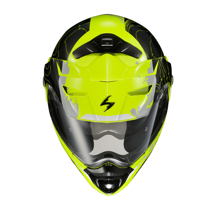 SCORPION EXO EXO-AT960 Topographic Modular Helmet Hi-Vis/Black - Front Top View
