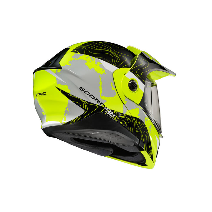 SCORPION EXO EXO-AT960 Topographic Modular Helmet Hi-Vis/Black - Rear Side View