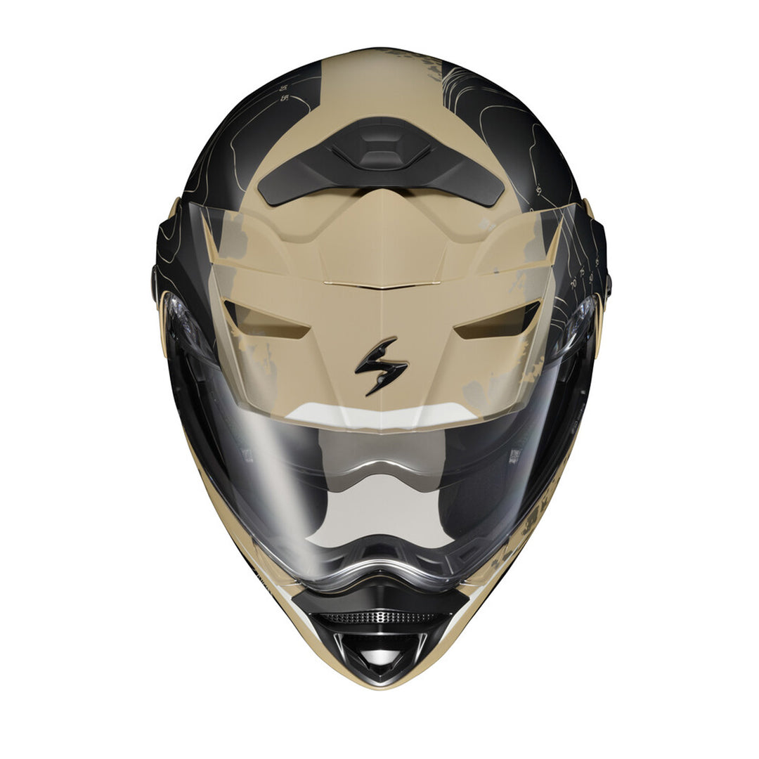 SCORPION EXO EXO-AT960 Topographic Modular Helmet Sand/Black - Front Top View