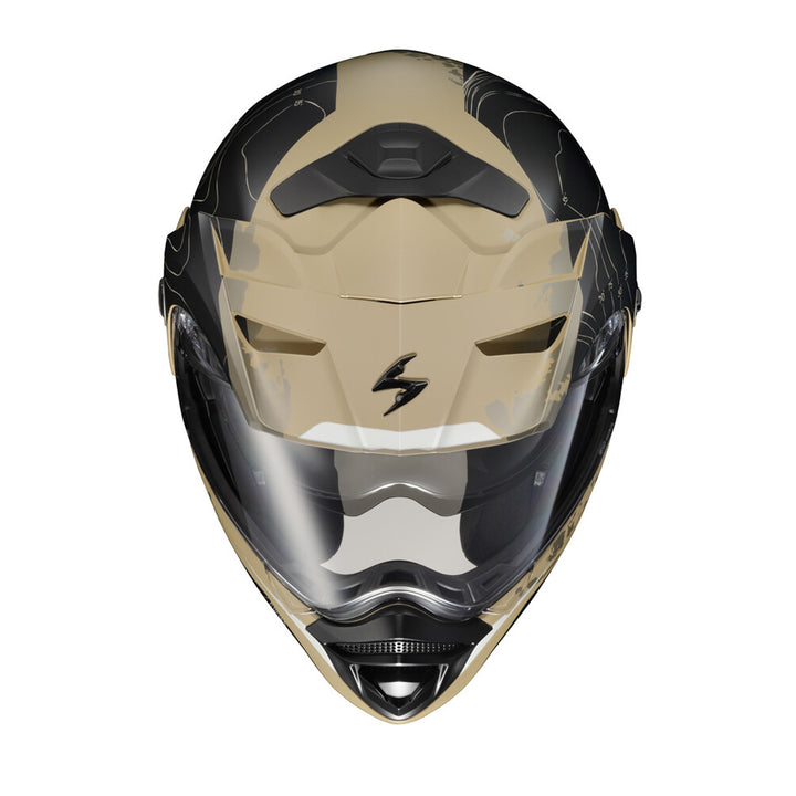 SCORPION EXO EXO-AT960 Topographic Modular Helmet Sand/Black - Front Top View