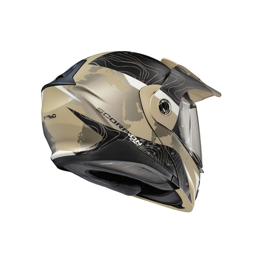 SCORPION EXO EXO-AT960 Topographic Modular Helmet Sand/Black - Rear Side View