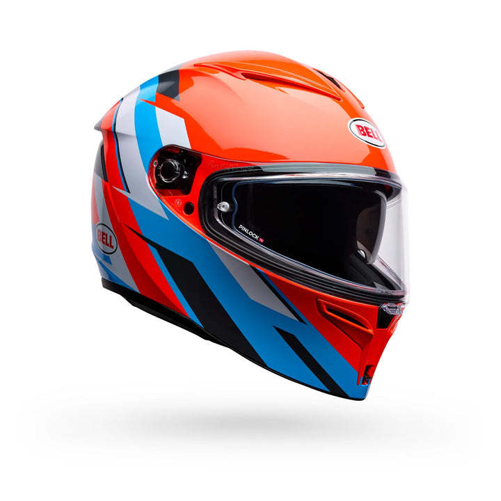 Bell Lithium Nova Helmet Orange/Blue - Front Right Side View