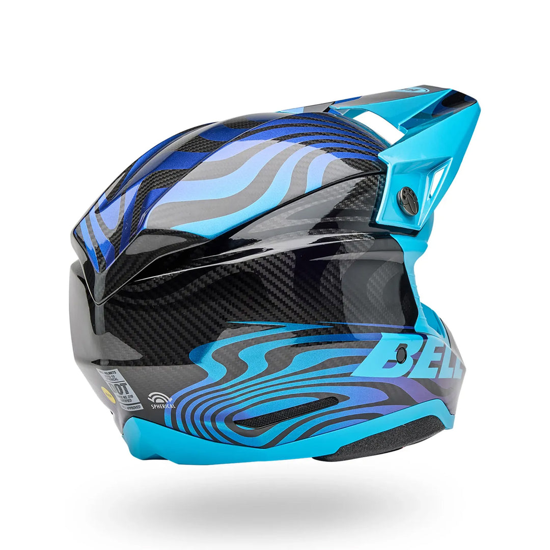 Bell Moto-10 Spherical Cortex Helmet Gloss Blue - Rear Right Side View