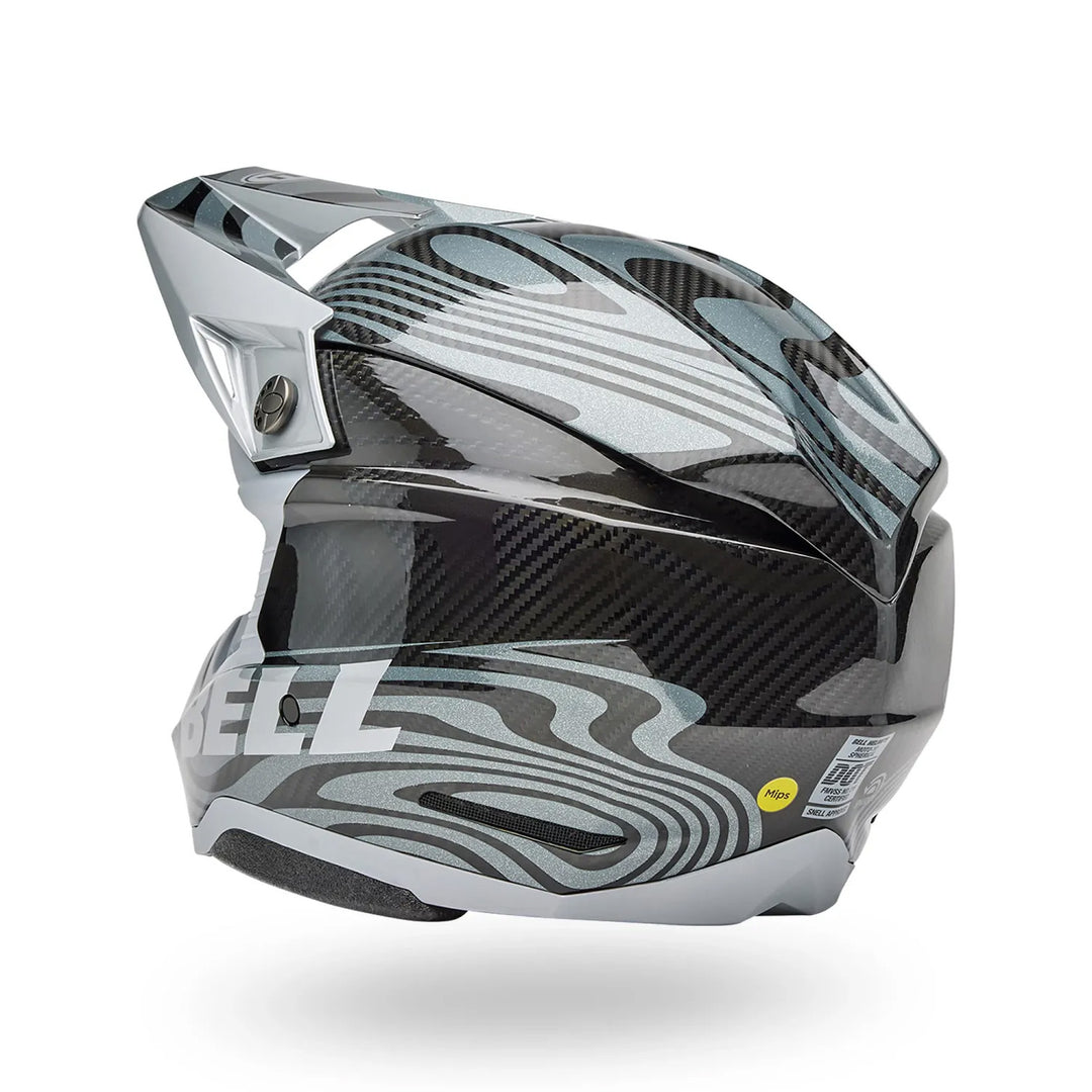 Bell Moto-10 Spherical Cortex Helmet Gloss Silver/Gray - Rear Left Side View