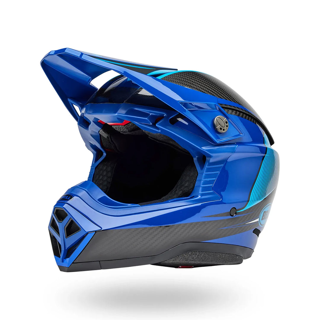 Bell Moto-10 Spherical Evade Helmet Gloss Blue/Black - Front Left Side View