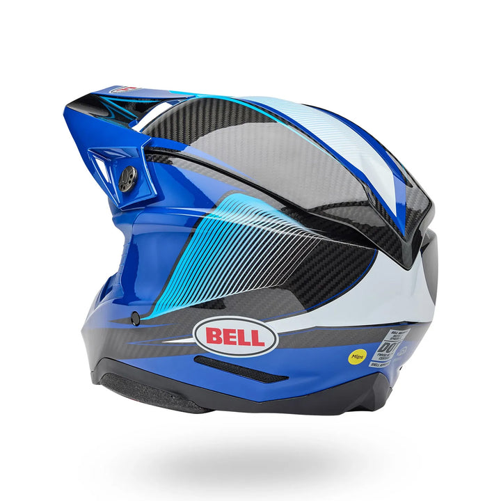 Bell Moto-10 Spherical Evade Helmet Gloss Blue/Black - Rear Left Side View